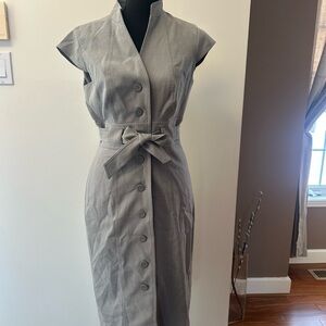 Calvin Klein Gray Midi Dress with Belt
